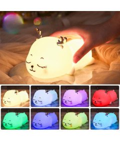 CocoSugar Lampka Nocna LED USB w Kształcie Jelenia 7 Trybów Kolorów