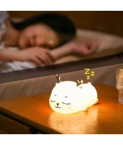 CocoSugar Lampka Nocna LED USB w Kształcie Jelenia 7 Trybów Kolorów