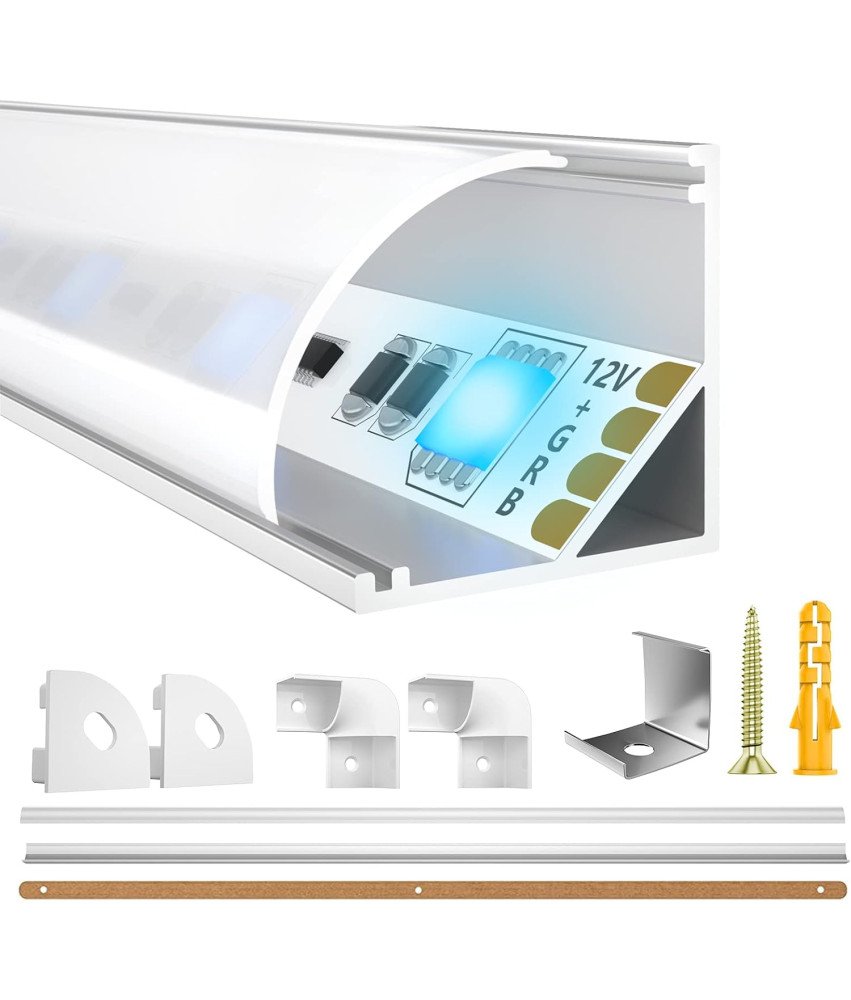Profil Aluminiowy LED z Osłoną w Kształcie V Biały 1 m x 15 mm 10 szt