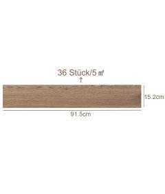 Płytki Winylowe Panele Samoprzylepne Brązowe Drewno 36 szt 91x15cm 5m²