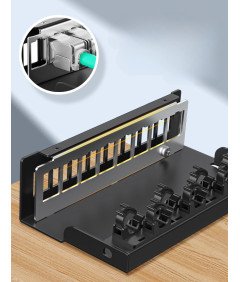 Enmane 8 Portowy Pusty Panel Dystrybucyjny Czarny 15.7 x 4.5 x 8.7 cm