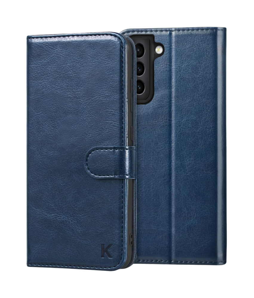 Etui Ochronne z Klapką do Samsung Galaxy S21 Skóra Portfel Granatowe