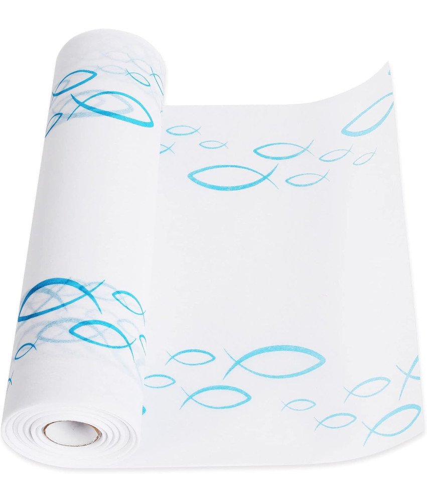 Obrus Dekoracyjny Komunia Bierzmowanie Chrzest Ryby Biały Niebieski