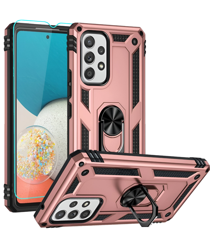 Pancerne Etui Ochronne do Samsung Galaxy A53 5G Pierścień Szkło Różowe