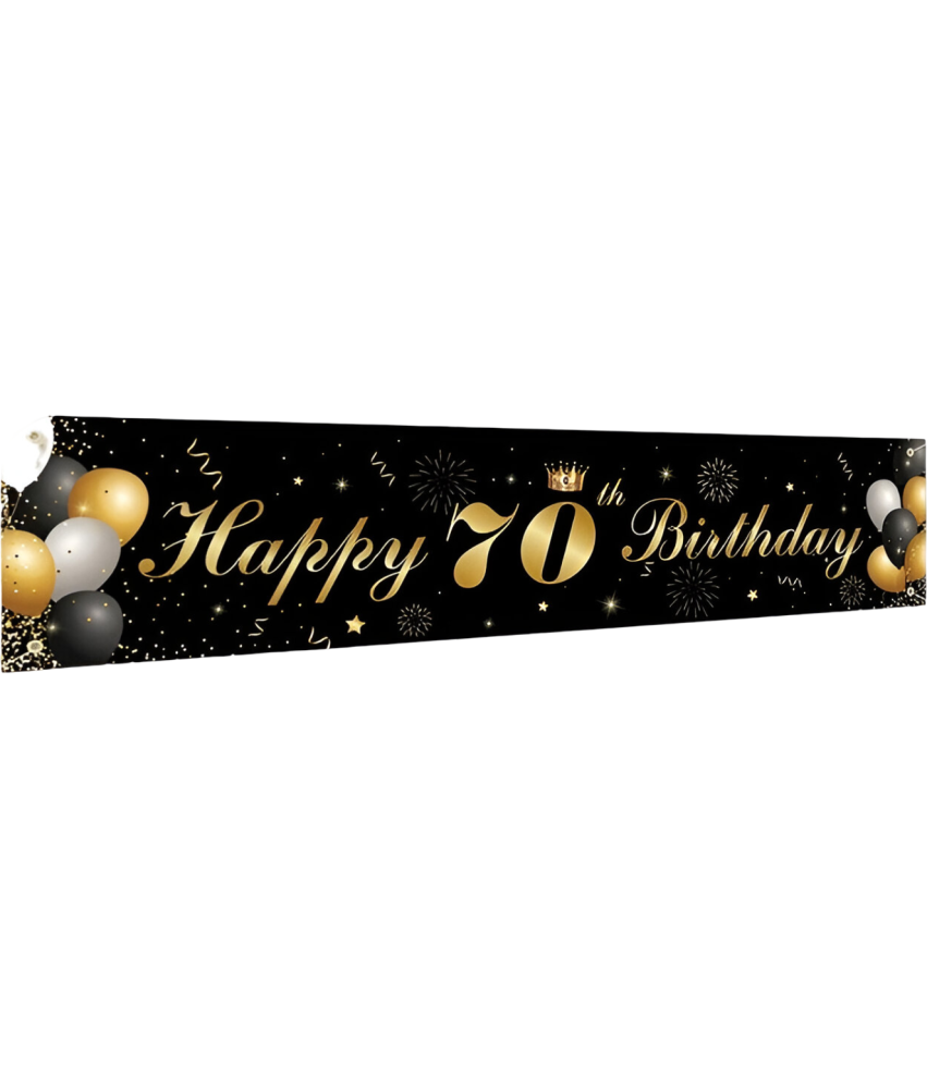 Girlanda Baner na 70 Urodziny Wisząca Dekoracja Czarna Złota 180x40 cm