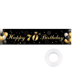 Girlanda Baner na 70 Urodziny Wisząca Dekoracja Czarna Złota 180x40 cm