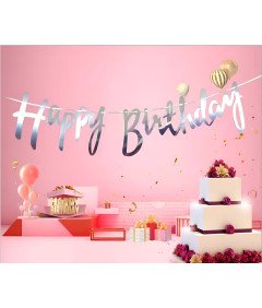 Girlanda Baner Dekoracja Urodzinowa Impreza Trójkątna Srebrna 1.5 m