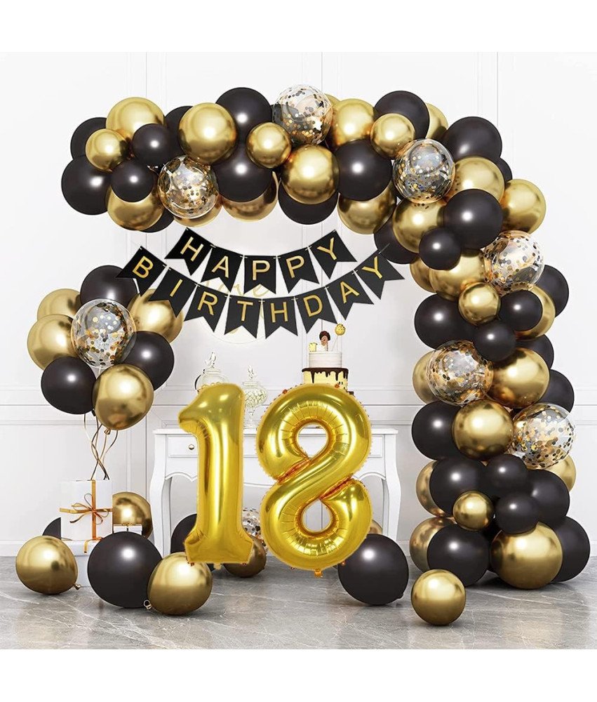 HiHK Dekoracja na 18 Urodziny Girlanda Balonowa Złoto Czarna