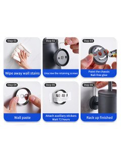 Wisząca Szczotka Do WC Łazienki Mocowana Na Ścianie Stal Uchwyt Bez Wiercenia Szczotki