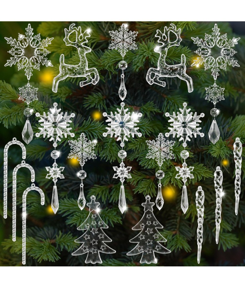 Ozdoby Świąteczne Akrylowe Płatki Śniegu Kryształowe Zawieszki 18 Sztuk