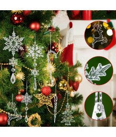 Ozdoby Świąteczne Akrylowe Płatki Śniegu Kryształowe Zawieszki 18 Sztuk