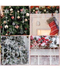 Ozdoby Świąteczne Akrylowe Płatki Śniegu Kryształowe Zawieszki 18 Sztuk