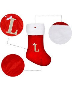 Skarpeta Świąteczna Duża 45 cm Czerwona na Boże Narodzenie z Literką "B"