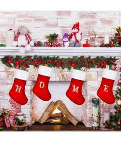 Skarpeta Świąteczna Duża 45 cm Czerwona na Boże Narodzenie z Literką "B"