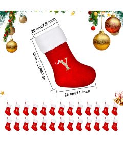 Skarpeta Świąteczna Duża 45 cm Czerwona na Boże Narodzenie z Literką "L"
