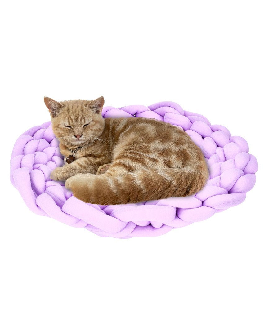 Legowisko dla Kota 40x40 cm Puszyste Tkane z Wełny Antystresowe Różowe