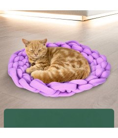 Legowisko dla Kota 40x40 cm Puszyste Tkane z Wełny Antystresowe Różowe