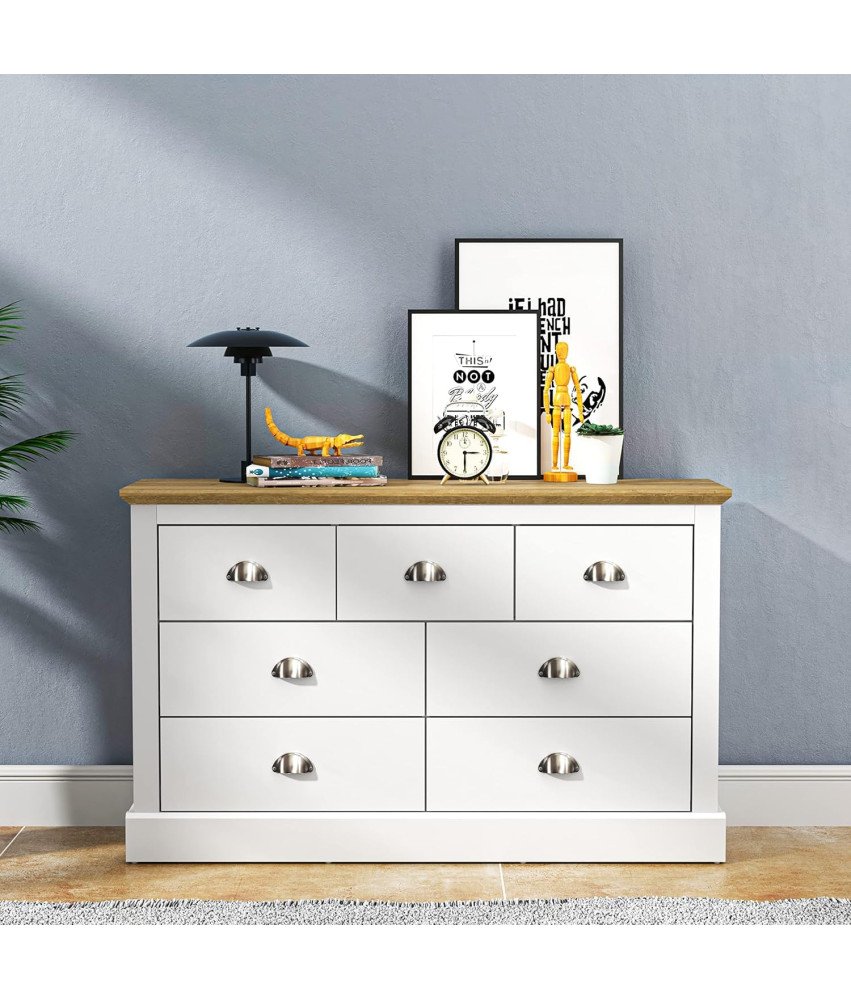 Galano Komoda Omarica 7 Predalov Lesena Bela 119 x 73,6 x 35,3 cm