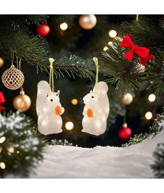 Lampki Choinkowe LED Akrylowe Wiewiórki 2 Sztuki na Boże Narodzenie Białe