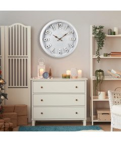 DIYZON Stenska ura Vintage 40 cm Tiha Retro Bela Velike Številke Kvarčna