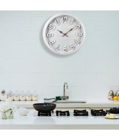 DIYZON Stenska ura Vintage 40 cm Tiha Retro Bela Velike Številke Kvarčna