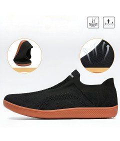 Športni tekaški copati na natik, zračni, mrežasti, unisex, črni, 38