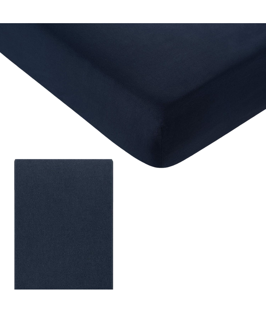 Rjuha z elastiko Mehka Mikrovlakna Temno modra 135 x 190 x 30 cm