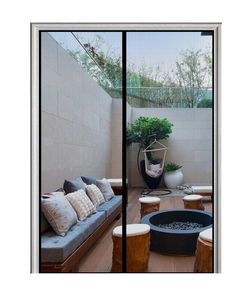 Magnetyczna Moskitiera na Drzwi Siatka na Owady Czarna 90 x 210 cm