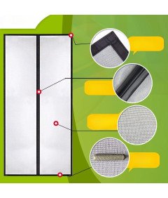 Magnetyczna Moskitiera na Drzwi Siatka na Owady Czarna 90 x 210 cm