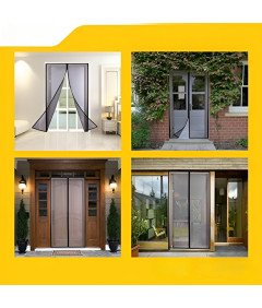 Magnetyczna Moskitiera na Drzwi Siatka na Owady Czarna 90 x 210 cm