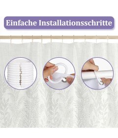 Zasłona Prysznicowa Wodoodporna 180x180 cm Biała Kolorowe Liście Tropikalne