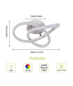 Comely Lampa Sufitowa LED 30W 3300 lm 4500K Srebrna 30x30x10 cm