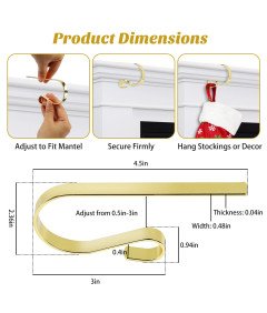 Incycall Uchwyty Świąteczne Na Skarpety Metalowe 10 Sztuk Złote i Srebrne