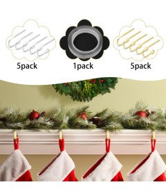 Incycall Uchwyty Świąteczne Na Skarpety Metalowe 10 Sztuk Złote i Srebrne