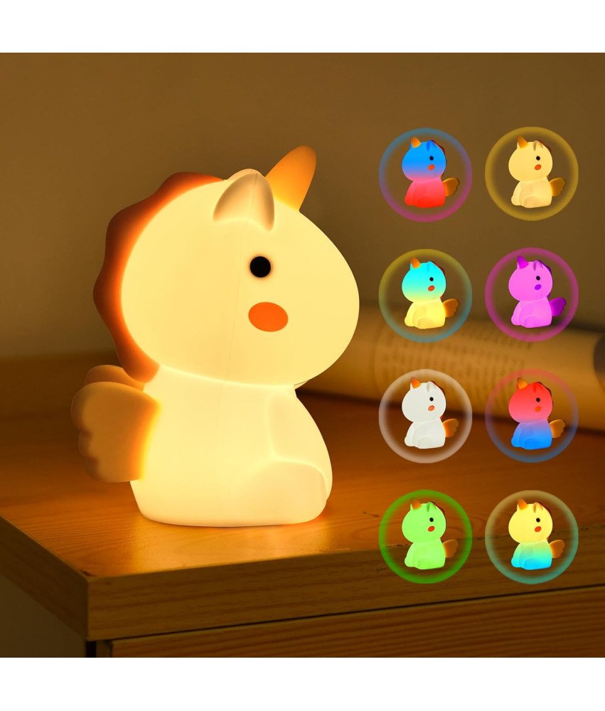 URAQT Nočna lučka samorog LED silikonska barvita nastavljiva za otroke