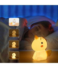 URAQT Nočna lučka samorog LED silikonska barvita nastavljiva za otroke