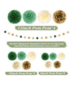 WEARXI Pompony Zestaw 23 Sztuk Dekoracja Styl Vintage Wielokolorowa