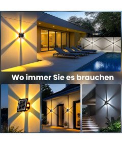 Solpex Solarne Lampy Ścienne LED 3 Tryby Zewnętrzne Ogrodowe 2 Sztuki