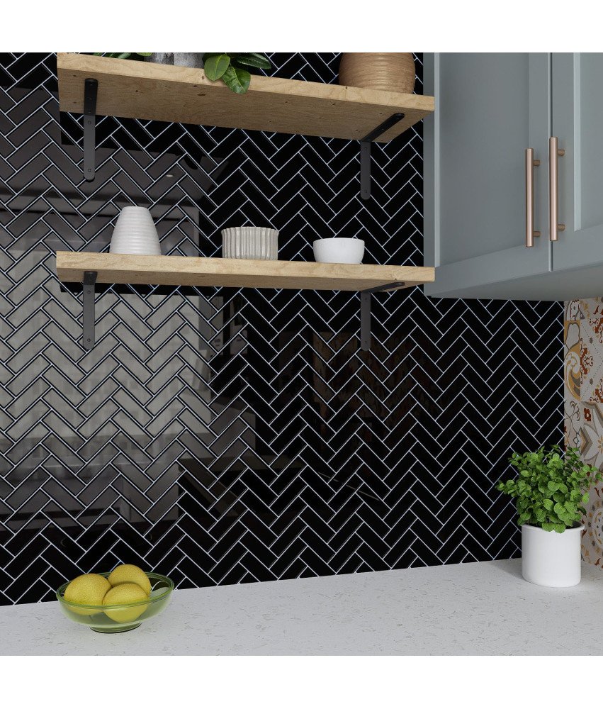 VaryPaper Panele Samoprzylepne Ścienne Naklejki 3D 30x30 cm Czarne 1,86 m²