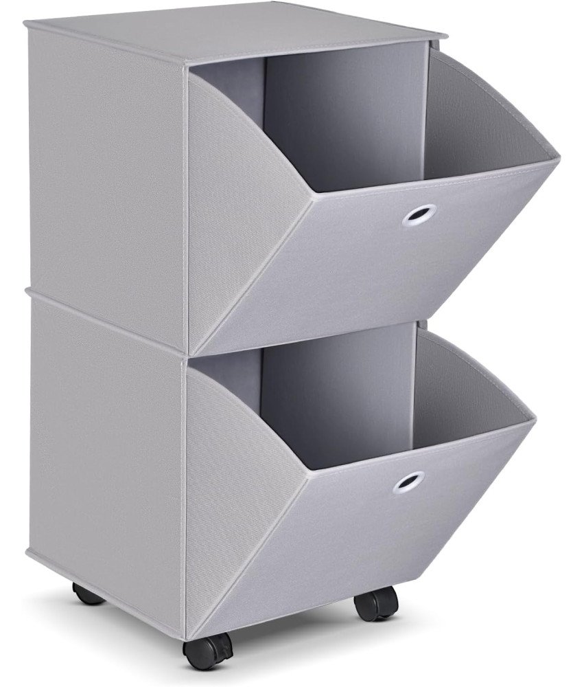 YOHOM Komoda na kolesih z 2 predaloma Zložljiva prenosna omara siva