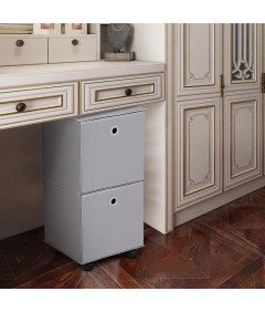 YOHOM Komoda na kolesih z 2 predaloma Zložljiva prenosna omara siva