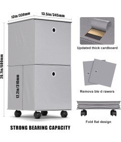 YOHOM Komoda na kolesih z 2 predaloma Zložljiva prenosna omara siva