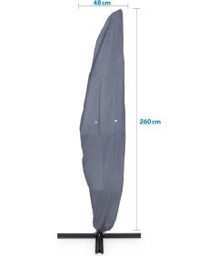 Purovi Pokrowiec na Parasol Ogrodowy Wodoodporny 48x260cm Szary Oxford 420D