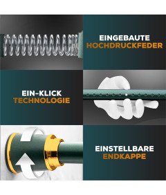 MEISENBERG Teleskopska palica za zaveso brez vrtanja 87-120cm zelena