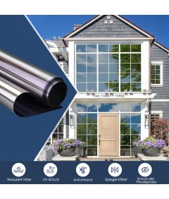 Lifetree Okenska Folija Ogledalo Sončna Zaščita 75x200 cm UV Črna