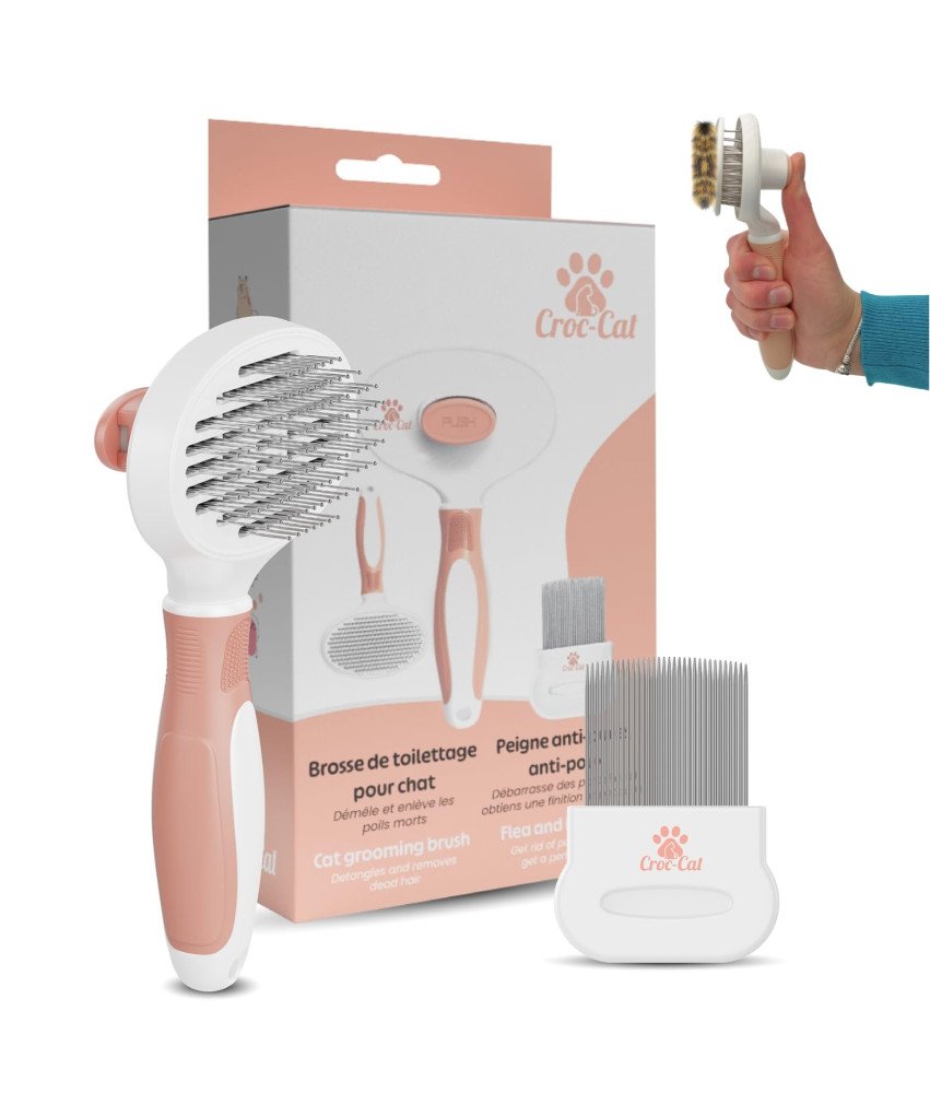 Szczotka dla Kota Samoczyszcząca do Sierści z Grzebieniem Przeciw Pchłom