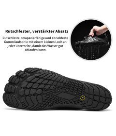 Racqua Čevlji za v Vodo Plavanje Športni Plažni Hitro Sušeči Črni 44