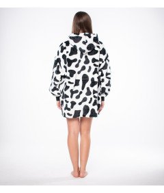 Bluza Koc Kocobluza 2w1 Oversize XXL Kaptur Gruba Sherpa Krowie Łaty