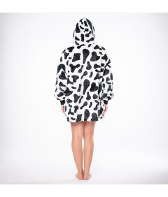 Bluza Koc Kocobluza 2w1 Oversize XXL Kaptur Gruba Sherpa Krowie Łaty