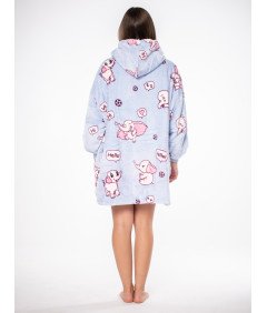 Bluza Koc Kocobluza 2w1 Oversize XXL z Kapturem Gruba Sherpa Fioletowa